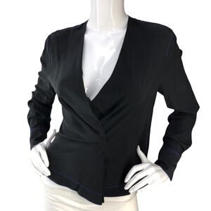 Rag & Bone New York Womens Size XS Wrap Top Long Sleeve V Neck Silk Black